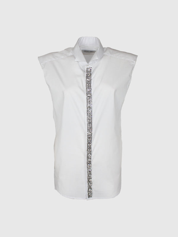 CAMICIA SMOKING SMANICATA STRASS