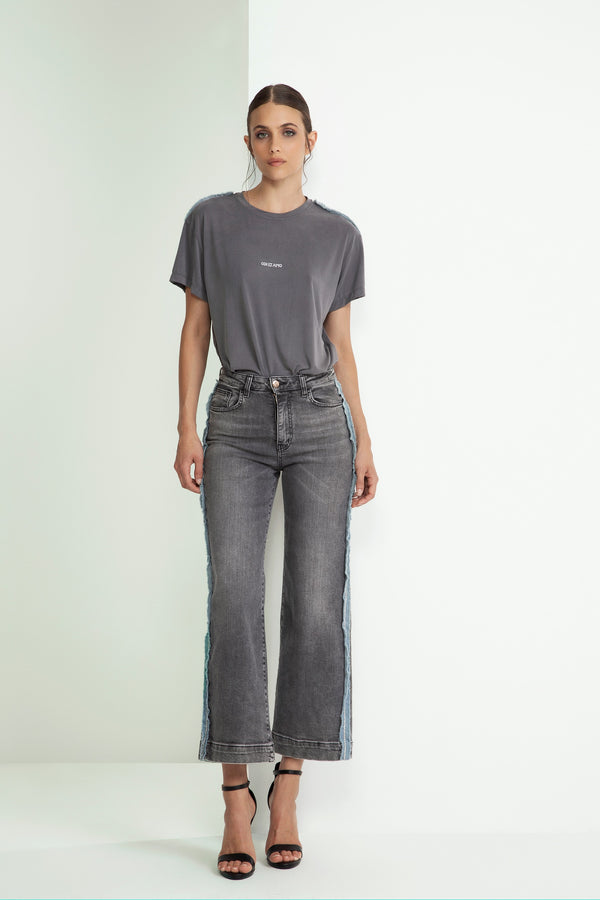 DENIM GRIGIO INSERTI JEANS E STRASS